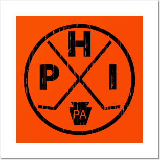 Philadelphia Hockey PHI Orange and Black Keystone State Pennsylvania Posters and Art